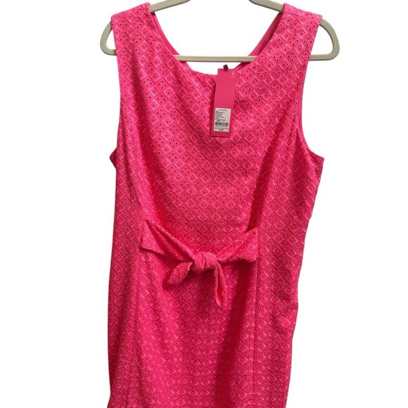 Lilly Pulitzer Clarise Shift Dress Pink Isle Ditsy Diamond Eyelet Sz 14 NEW $228 - Picture 8 of 11